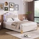 preview thumbnail 37 of 52, Velvet LED Upholstered Platform Bed with RGB Lights Full - Beige