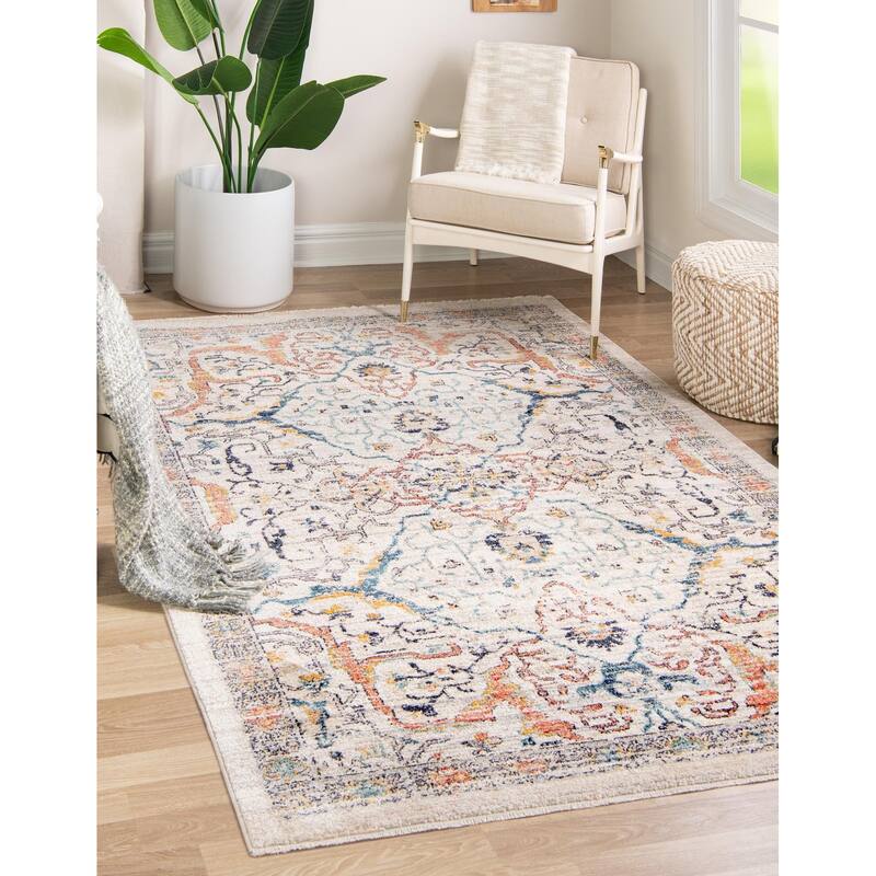 Traditional Nixa Collection Area Rug - 5'3"x8' - Ivory