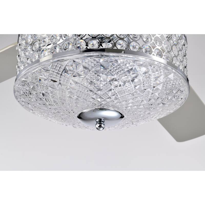 Callen 52 Inch Glam Style Chrome Finish Crystal Ceiling Fan 3 Light with Remote
