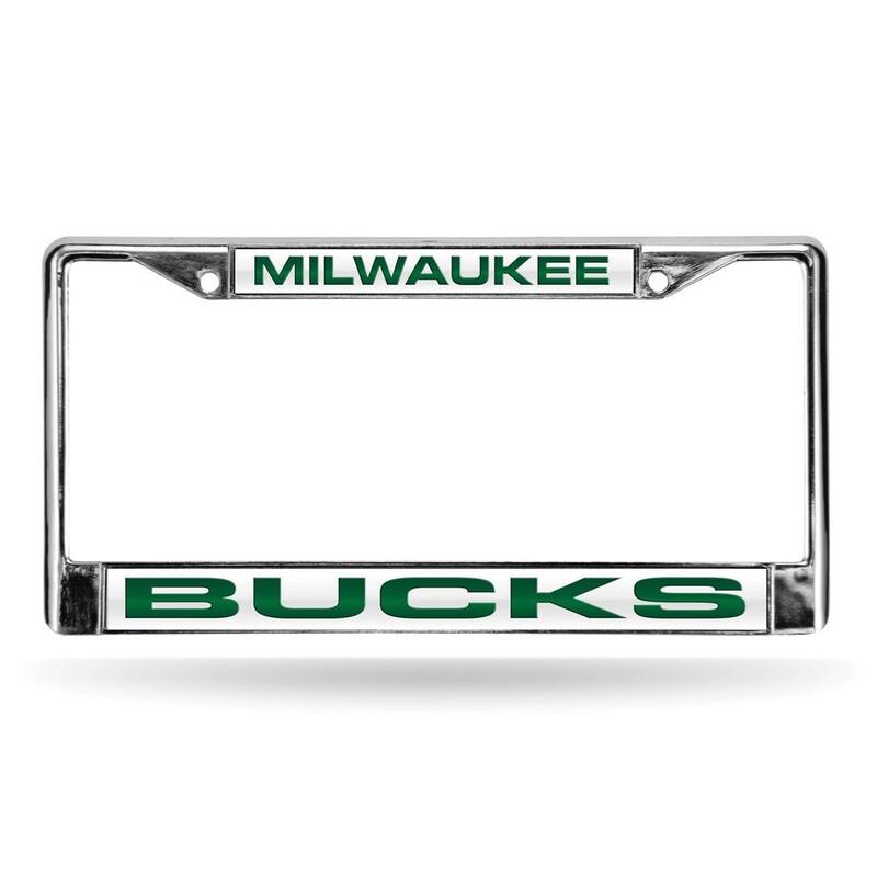 NBA Milwaukee Bucks Laser Chrome Acrylic License Plate Wall FrameWhite