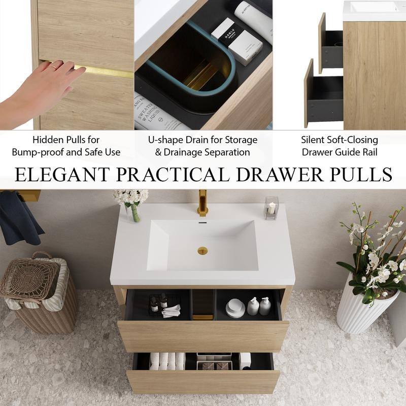 Abruzzo 36" Freestanding Bathroom Vanity with Stone Resin Sink and Two Soft Close Drawers