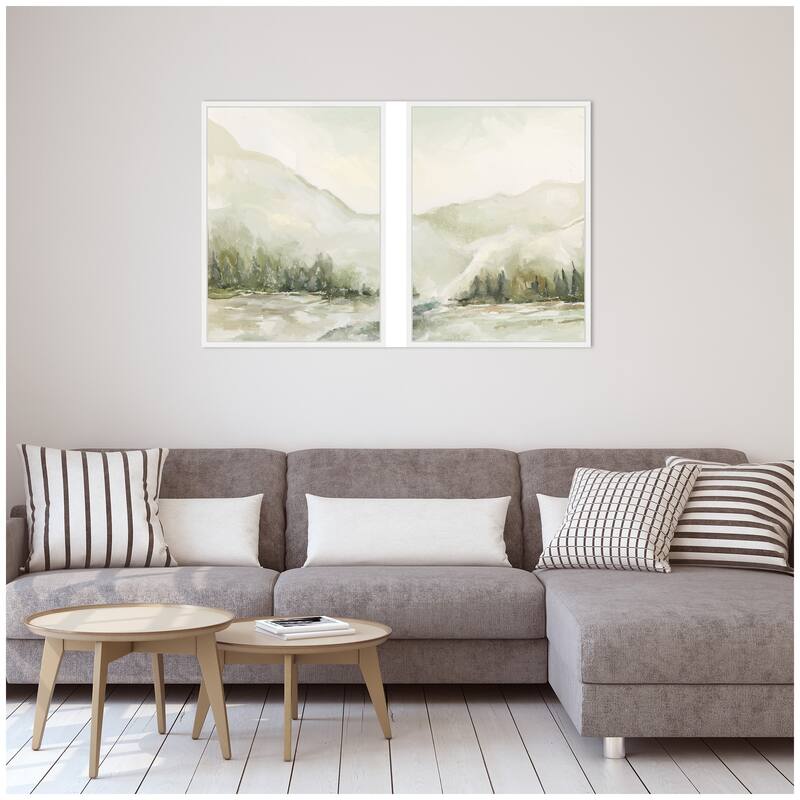 Kate and Laurel AQ Winter Landscape No. 6 2 Piece Framed Canvas Wall Art Set by Annie Quigley