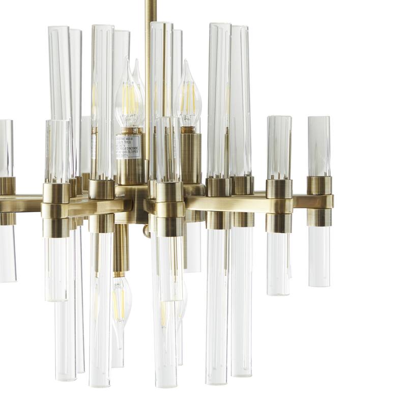 Metal Crystal Embellished 8 Light Room Chandelier with Link Style Chain - Gold - Roche River Decor