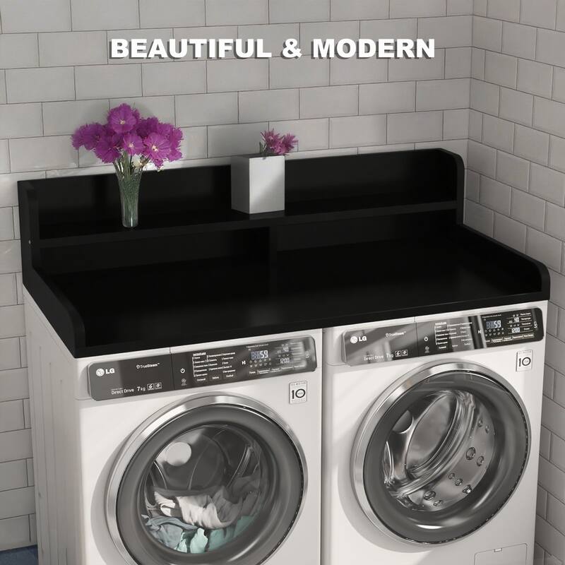 2-Tier Washer and Dryer Countertop with 2.75" H Guard, 54" W x 27.5" D Laundry Countertop Cover