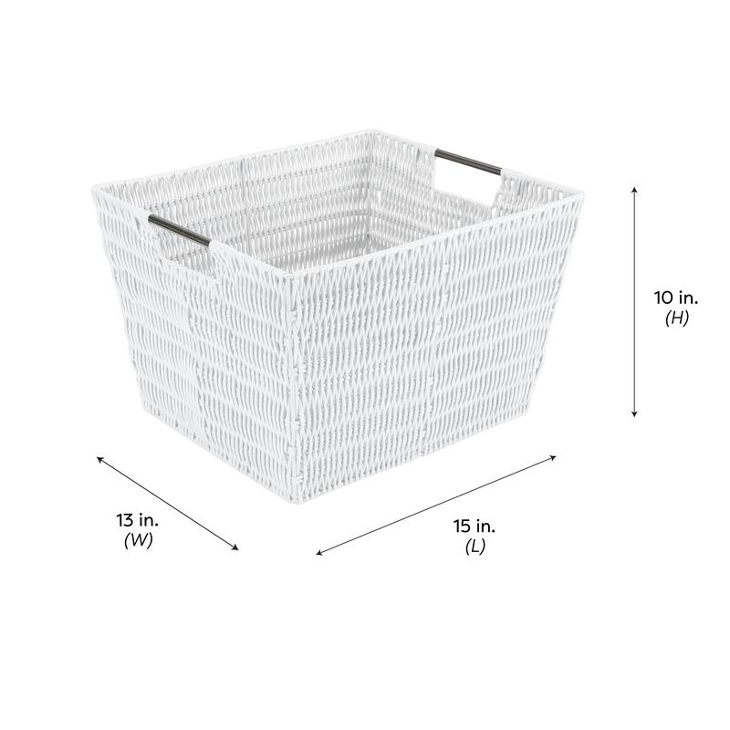 Simplify Large Rattan Storage Tote Basket in Charcoal