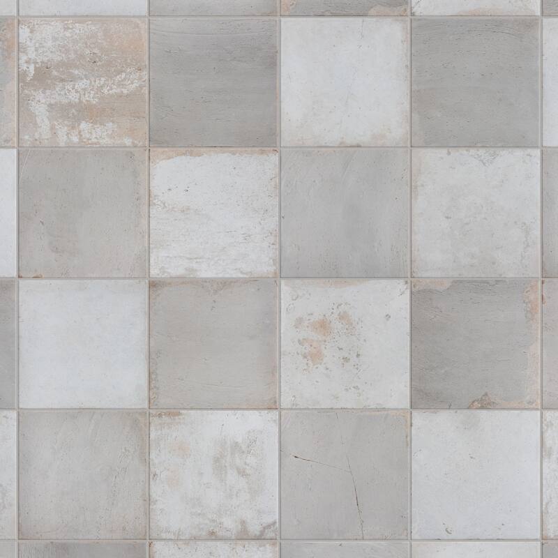 Merola Tile Kings Clay Checker Silver 17-5/8" x 17-5/8" Ceramic Floor and Wall Tile