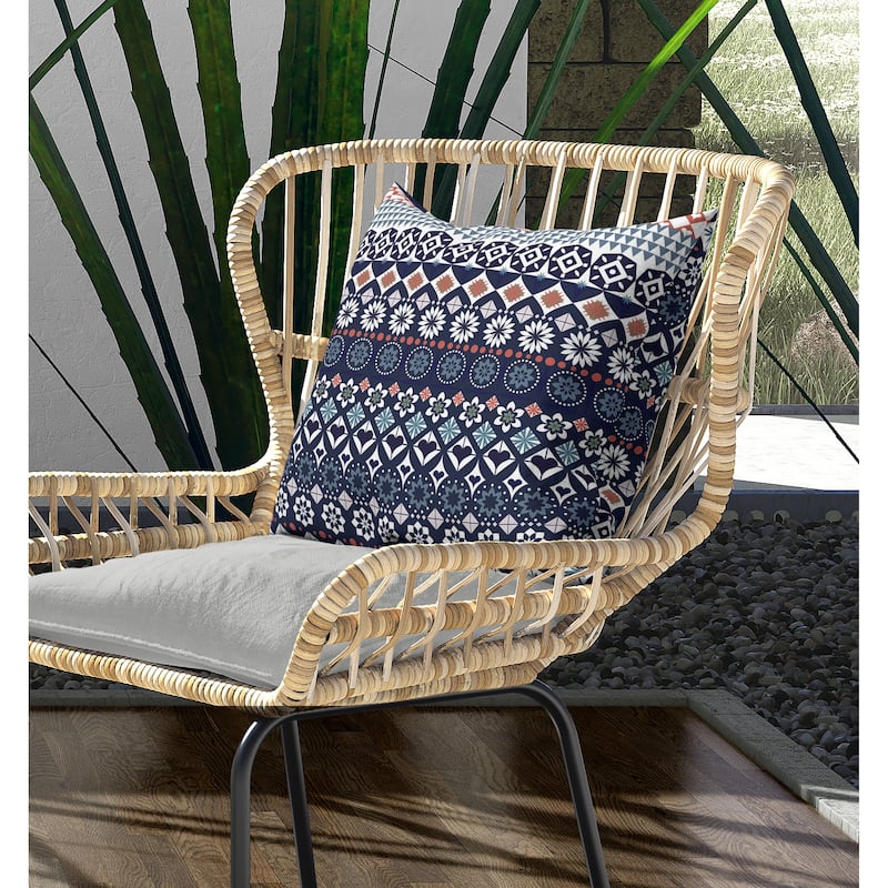 Shape Synergy Indoor/Outdoor Reversible Throw Pillow Blue and Cyan