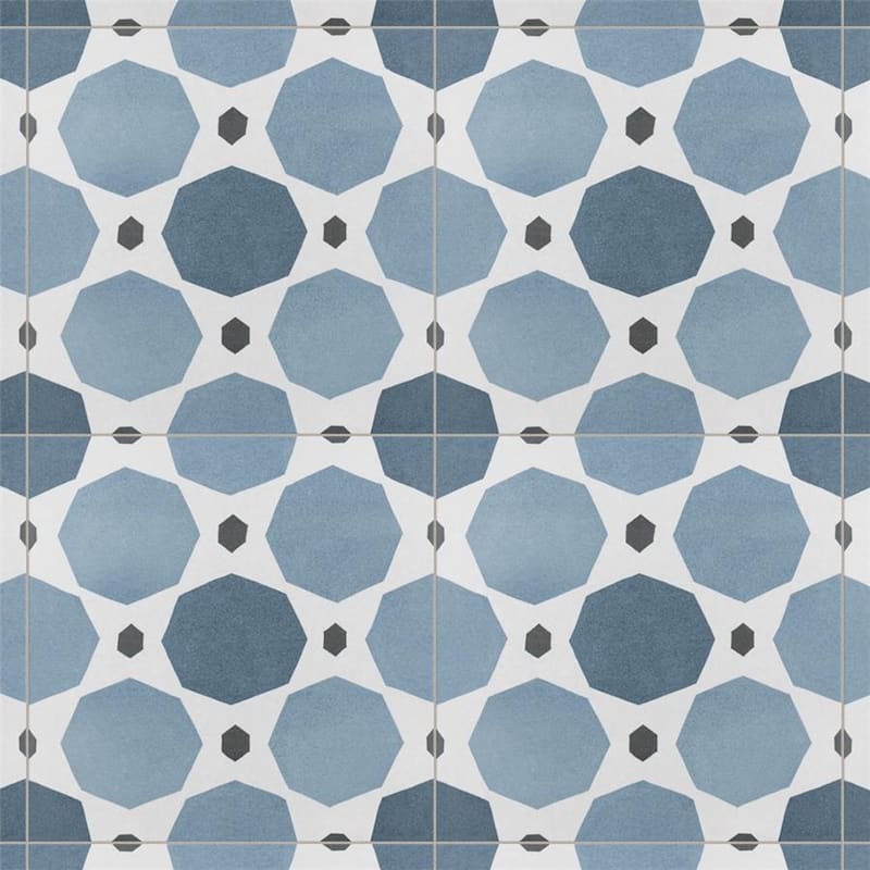 Merola Tile Caprice Colours Sapphire Encaustic 7.86" x 7.86" Porcelain Floor and Wall Tile
