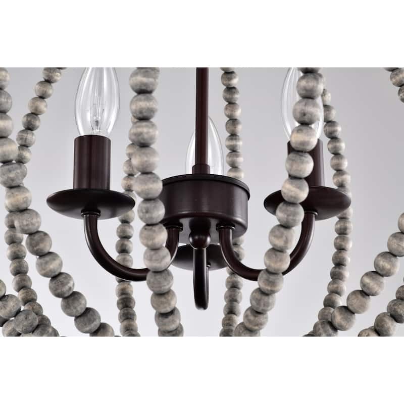 Casey 16 Inch Globe Open Cage Beads Pendant 3 Light