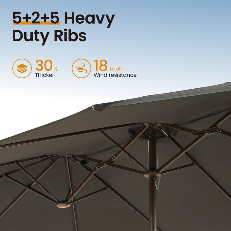 ​OVIOS 15ft Double Side Patio Umbrella Extra Large with Crank