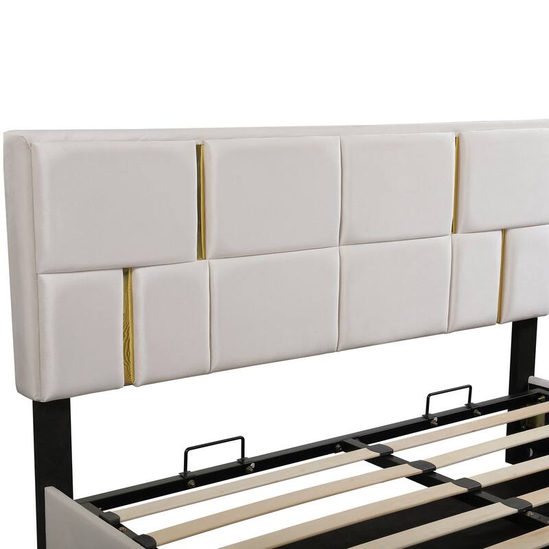 Upholstered Platform Bed with Hydraulic Storage System