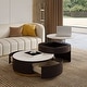 preview thumbnail 7 of 12, Lift-top Modern Nesting Coffee Table Set Of 2, White Sintered Stone Coffee Table Set 31.49" - Black