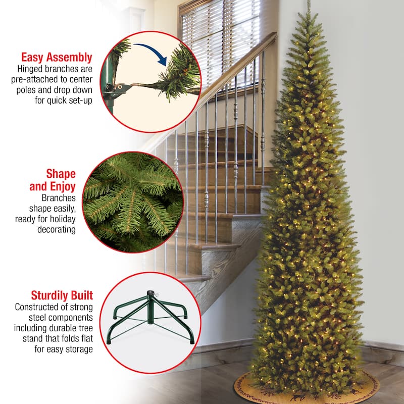 National Tree Company 14 ft. Kingswood Pre-Lit Pencil Slim Christmas Tree - 15 Foot