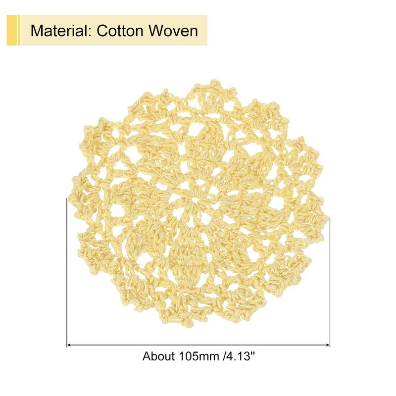 Fabric Coasters, 4pcs 4" - Cotton Woven Crochet Doilies with Floral - 105mm