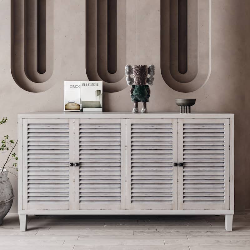 Accent Cabinet 4 Door Wooden Cabinet Sideboard Buffet Server Cabinet Storage Cabinet