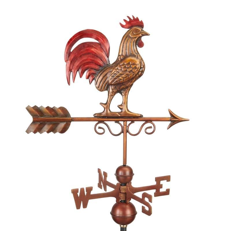 Bantam Red Rooster Weathervane - Pure Copper Hand Finished Multi-Color Patina by Good Directions