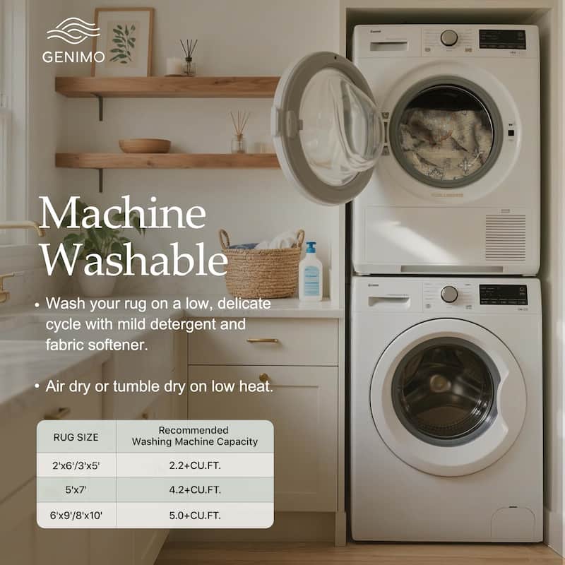 Mcow Faded Floral Vintage Collection Low-Pile Machine-Washable Area Rug