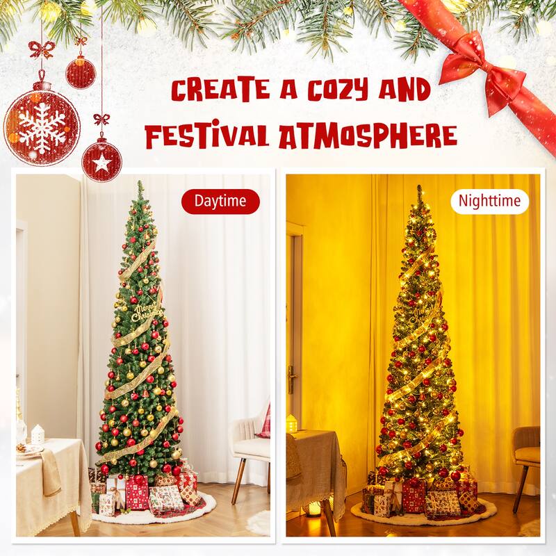 Gymax 6/7/8 FT Pencil Christmas Tree w392/523/671 Memory Wire Branch - See Details