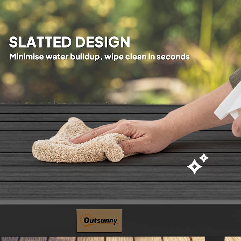 Outsunny Patio Dining Table for 4, Rectangular Aluminum Outdoor Table for Garden Lawn Backyard, Black