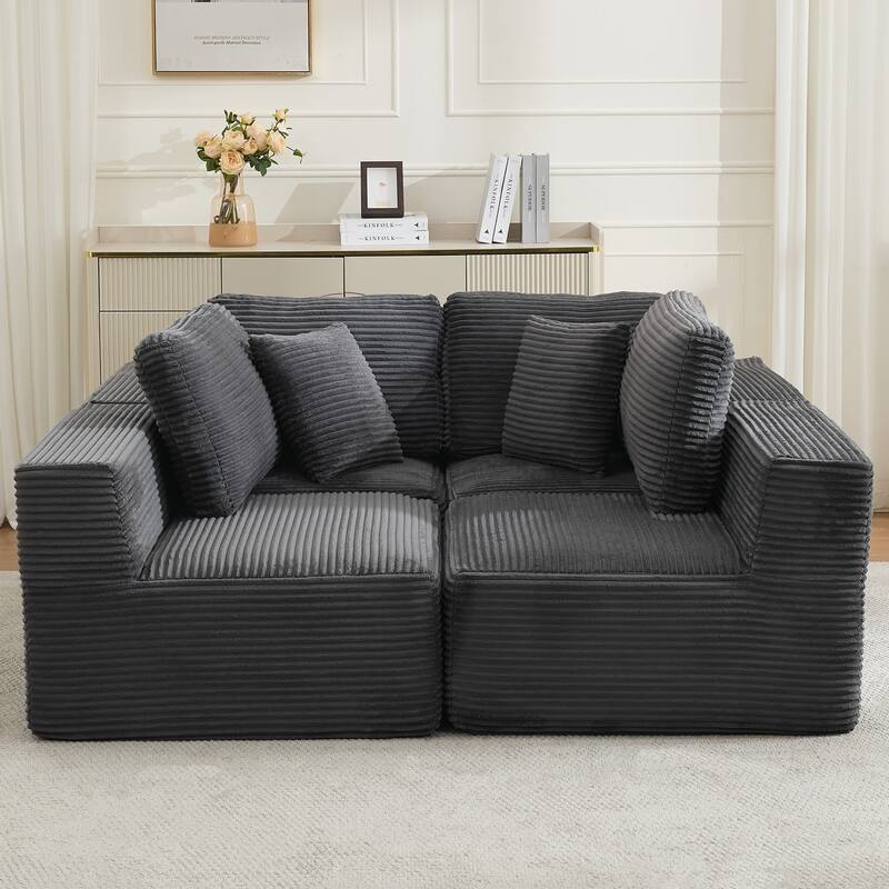 Modular Sectional Sofa Corduroy Customizable Living Room Sofa