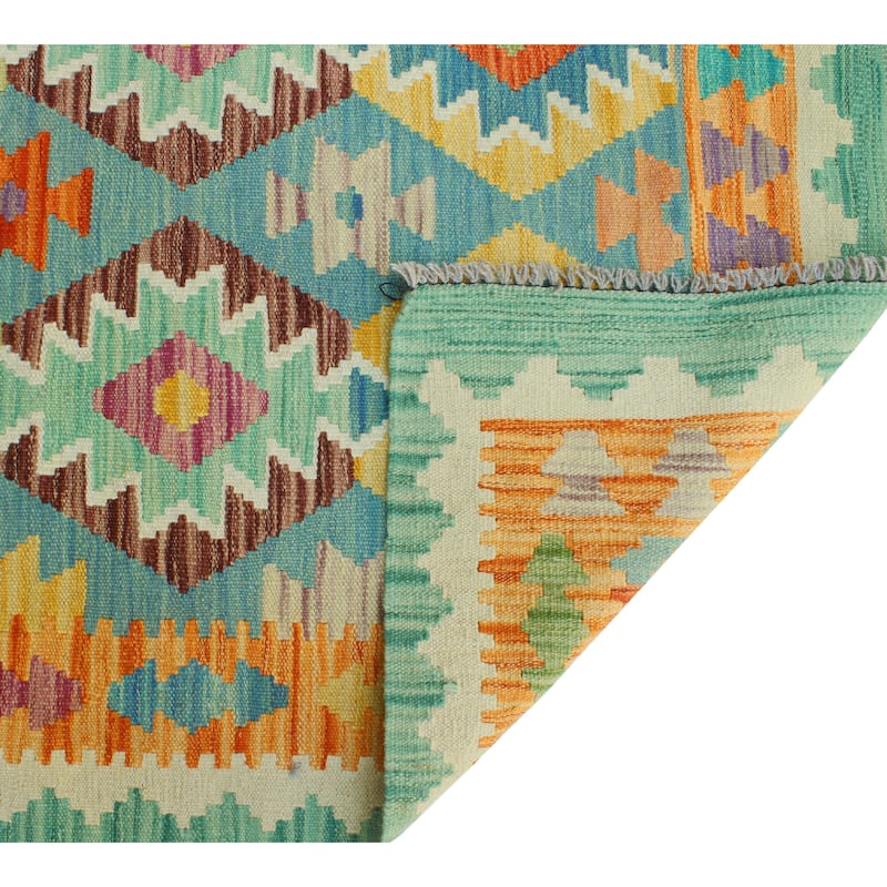 Flatweave Radbert Blue/Orange Rug - 3'2" x 4'9"