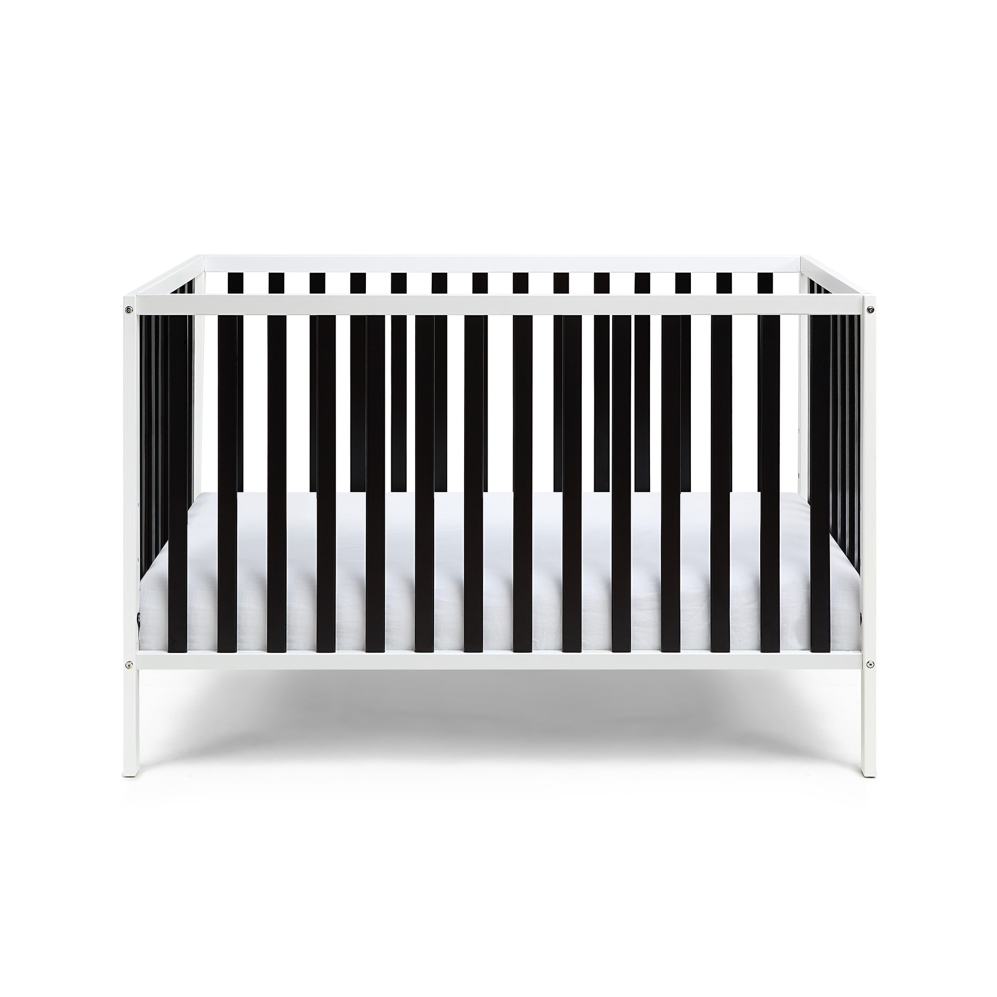 Homeroots Black and White Solid and Manufactured Wood Standard Three in One Convertible Crib 53.5