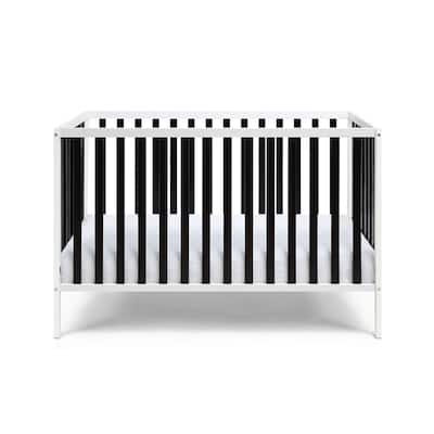 HomeRoots Black and White Solid and Manufactured Wood Standard Three In One Convertible Crib - 53.5