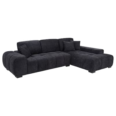 Octavia Fabric Upholstered Track Arm Sectional Sofa Black - 119.25" x 79.5" x 35.5"