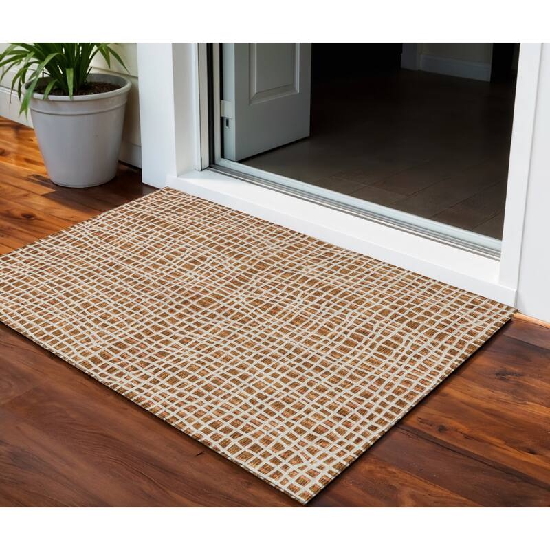 HomeRoots Striped Transitional Rectangle Outdoor Rug - 3' x 5'