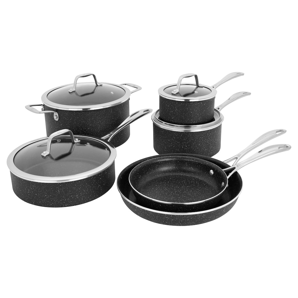 Henckels Made in Italy, Granitium Notte 10-piece Nonstick Cookware Set, Black - 10-pc