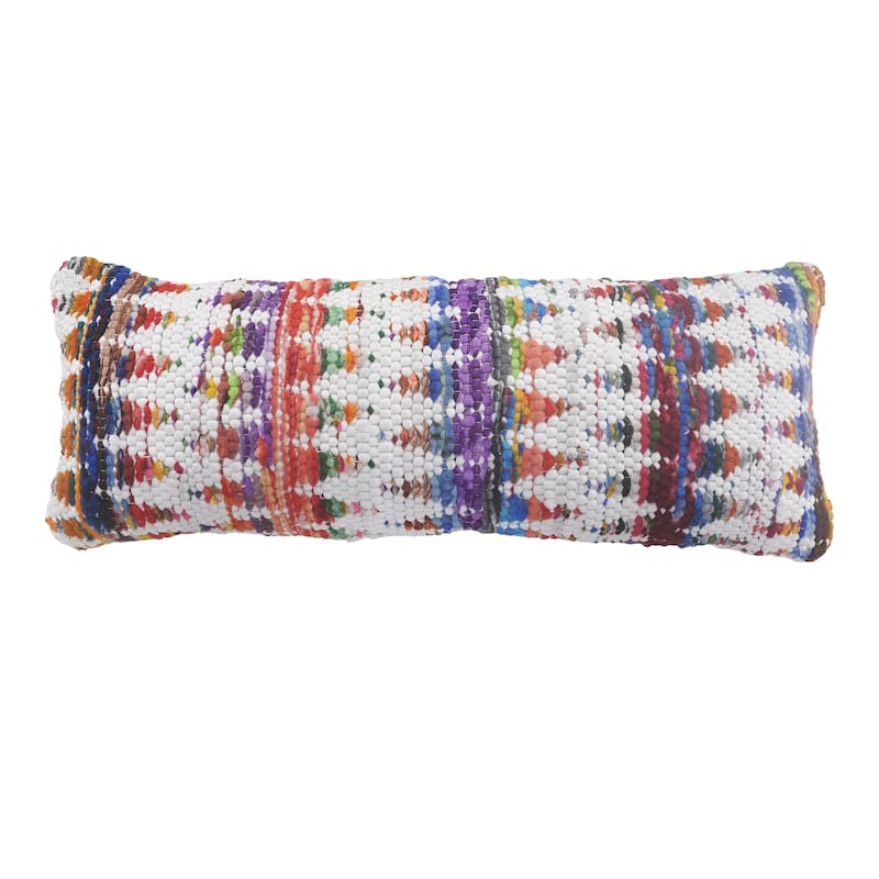 Sevita White and Multicolored Chindi Chevron Throw Pillow