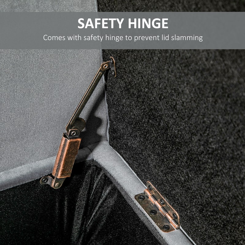 Entryway Footrest Bench with Tufted Buttons, Stylish Storage Bench Hallway Bench with Flapping Lid and Armrests