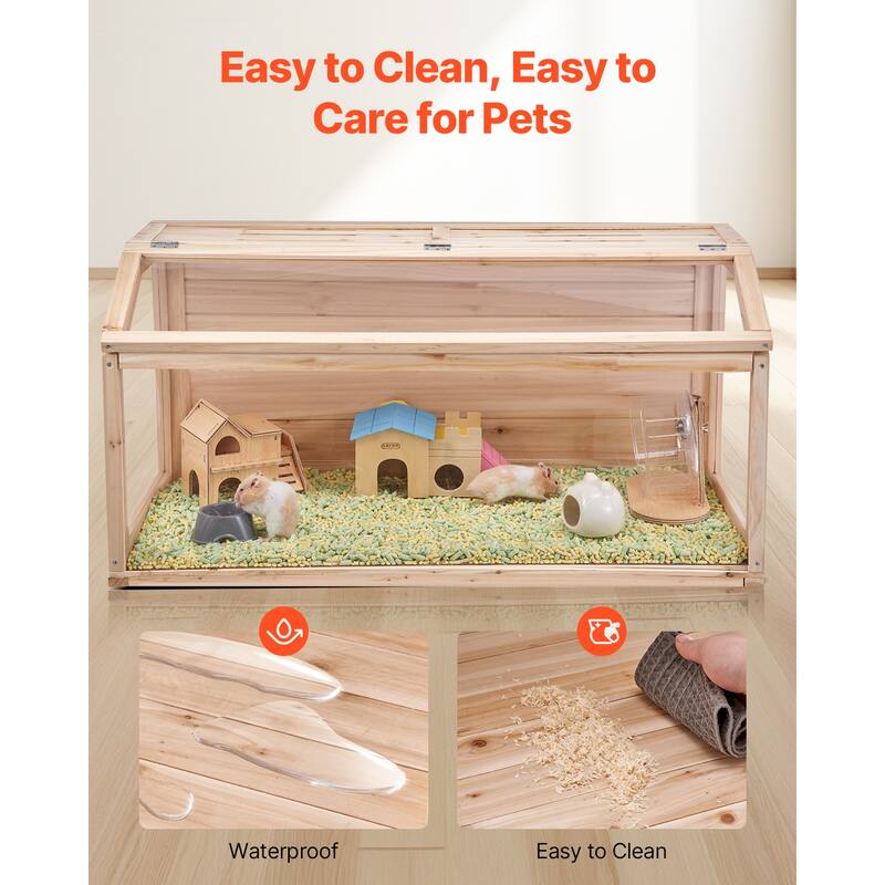 UIMOSO Wooden Hamster Cage, 270° Viewing Hamster Habitat, Dwarf Hamster Cages with Openable Top