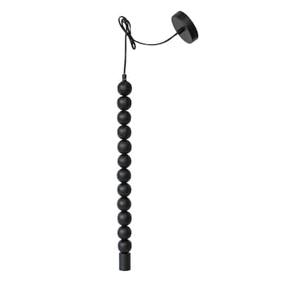 Mango Wood Bead Drop Pendant Lamp, Black - 2.0"L x 2.0"W x 26.3"H