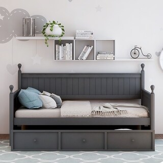 Wood Daybed with 3 Drawers, Twin Size Daybed, Bed Frames with Storage