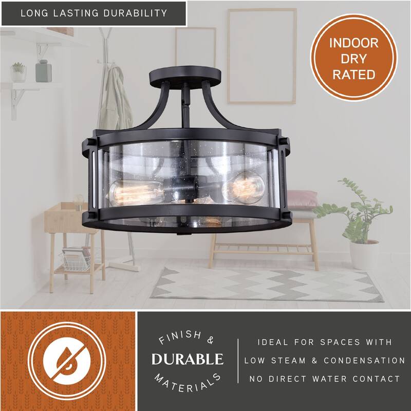 Holbrook 15.75-in W Industrial Semi Flush Mount Ceiling Light Clear Glass