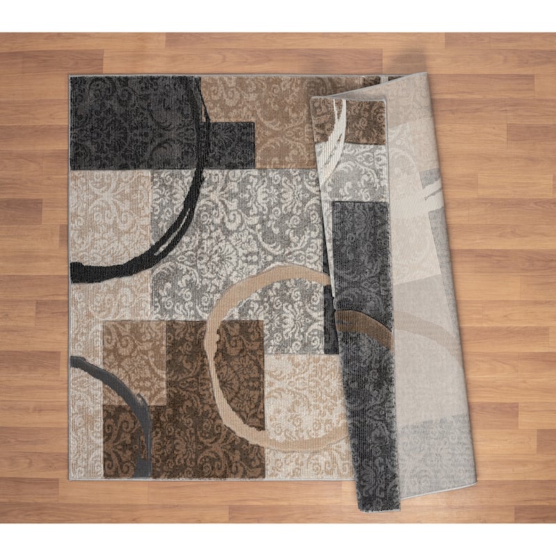 Alexia Collection Geometric Beige/Gray Indoor Modern Area Rug