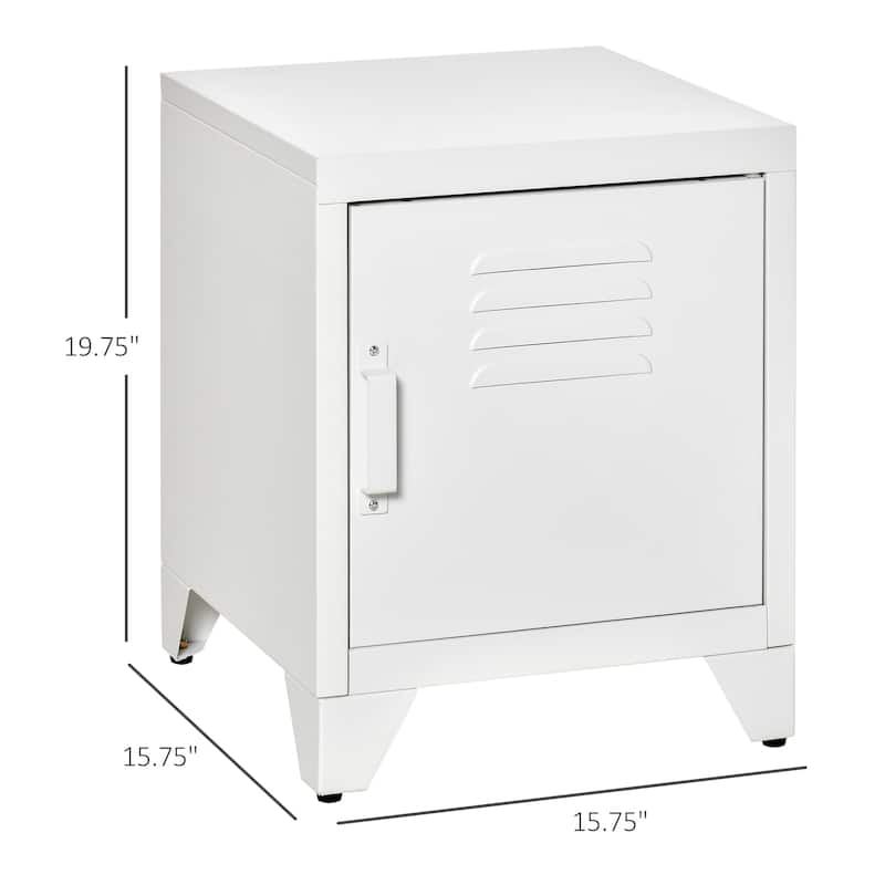 HOMCOM Industrial End Table, Living Room Side Table with Locker-Style Door and Adjustable Shelf - 15.75"x15.75"x19.75"
