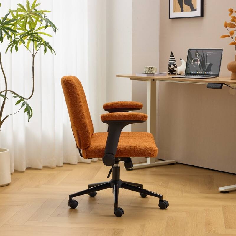 Speckled Chenille Swivel Chair With Flip-Up Arms For Cross-Legged