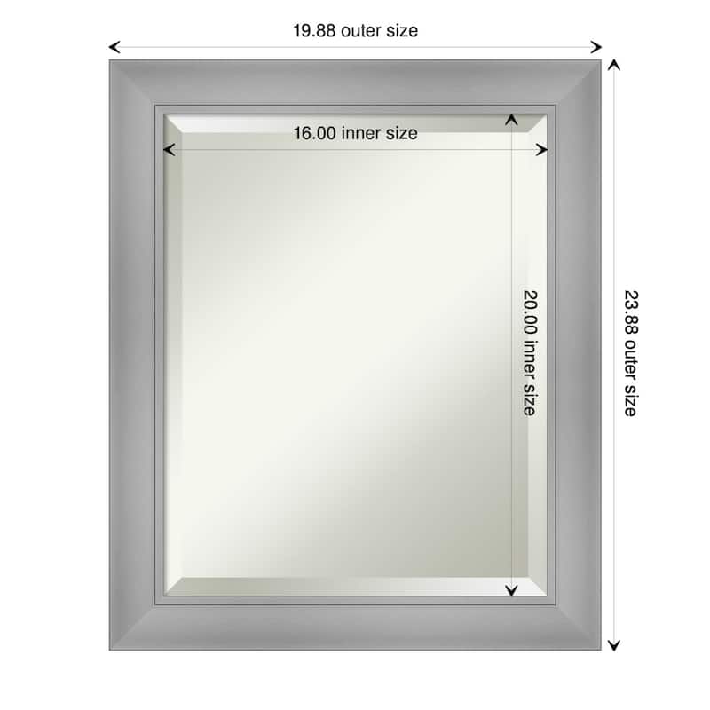 Beveled Wall Mirror - Flair Polished Nickel Frame - 20 x 24-inch - Flair Polished Nickel