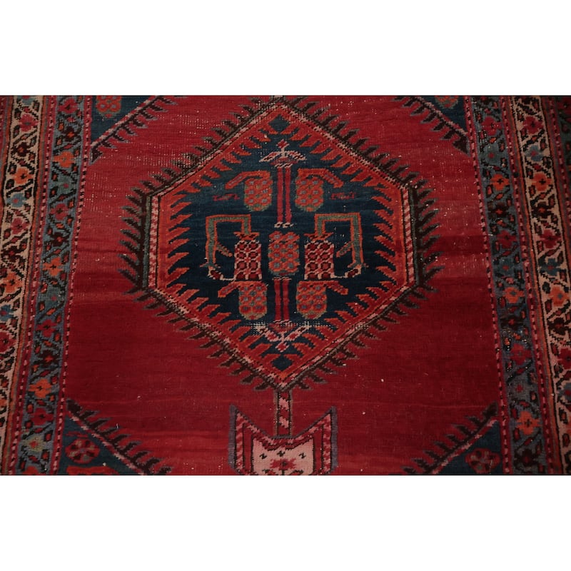 Hand Knotted Oriental 100% Wool Carpet Traditional Geometric Red Heriz Runner Rug - 17' 1'' X 3' 3''