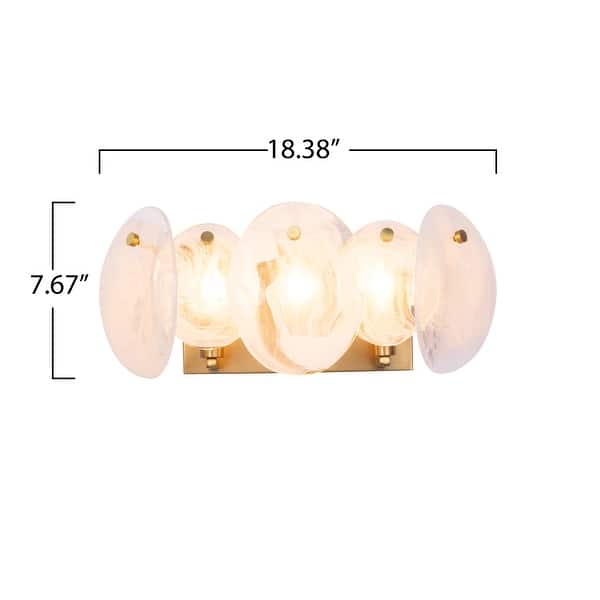 dimension image slide 1 of 3, Artcraft Lily - Bathroom Vanity - Brushed Brass Finish - Wispy White Murano Style Glass Shade