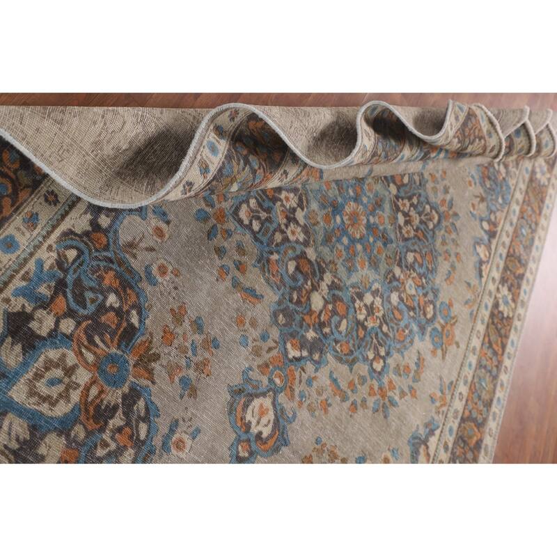 Distressed Over-Dyed Tabriz Persian Antique Rug Handmade Wool Carpet - 6'5"x 9'3"