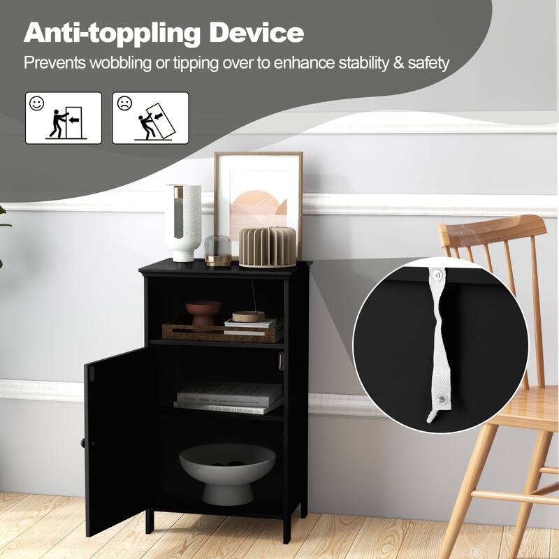Bathroom Freestanding Adjustable Shelf Floor Storage Cabinet