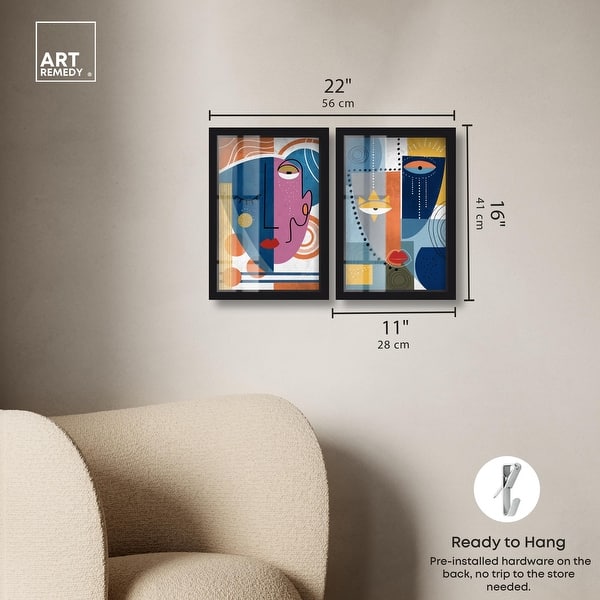dimension image slide 1 of 18, Abstract Mask Series Living Room Set Shadowbox Print by Art Remedy