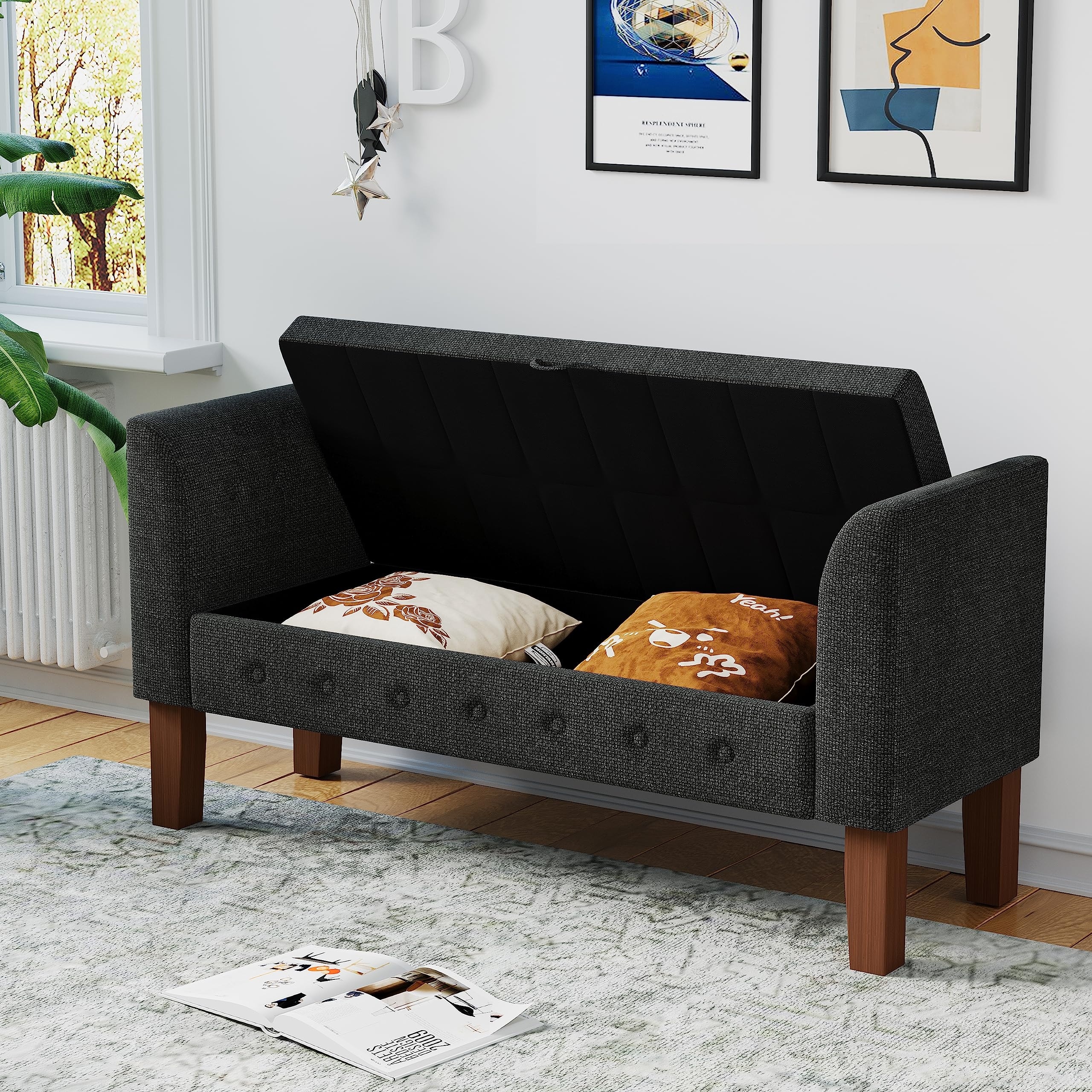 Storage bench hotsell with arms