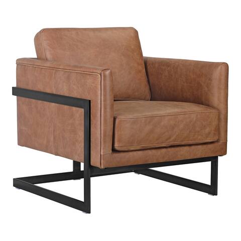 Aurelle Home Industrial Cappuccino Leather and Iron Club Chair