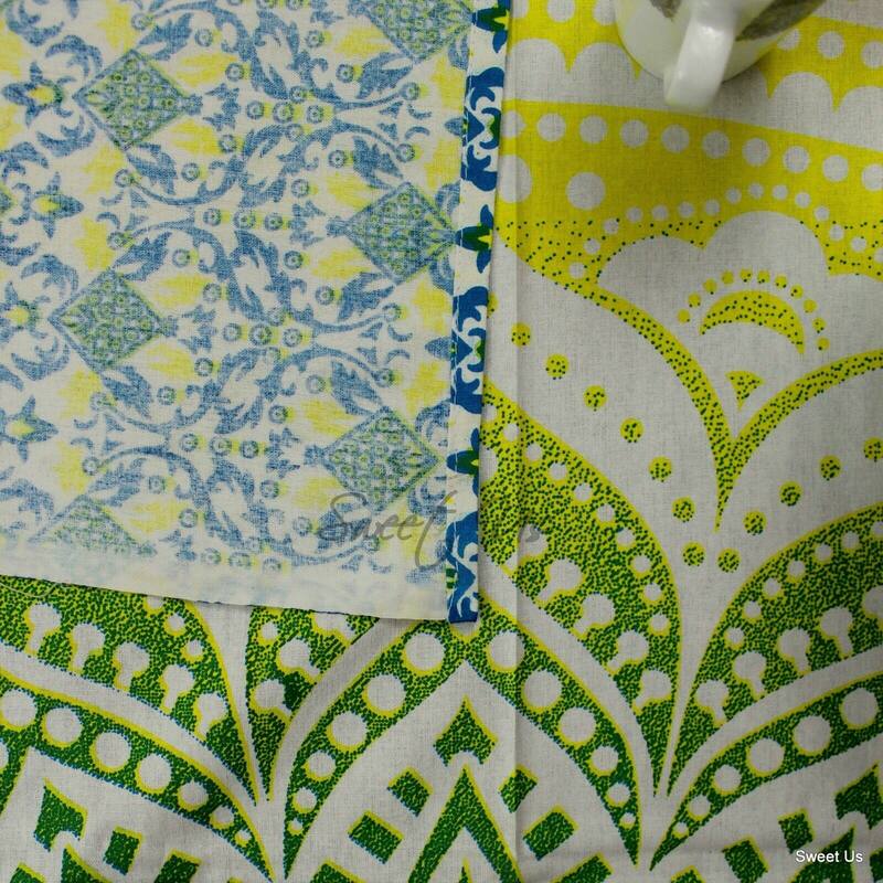 Cotton Stunning Tie Dye Floral Tablecloth Rectangle - 60 x 98 in