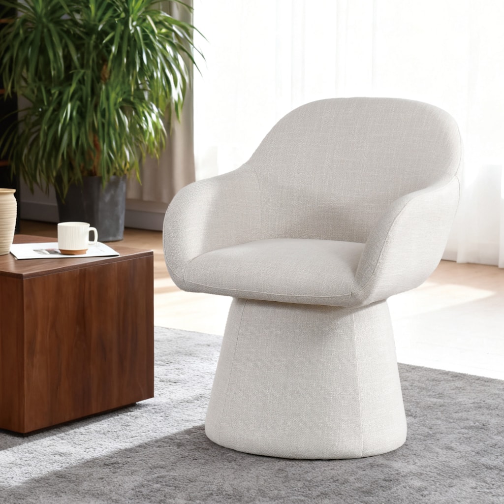 Modern 360 Swivel Upholstered Barrel Back Accent Chair