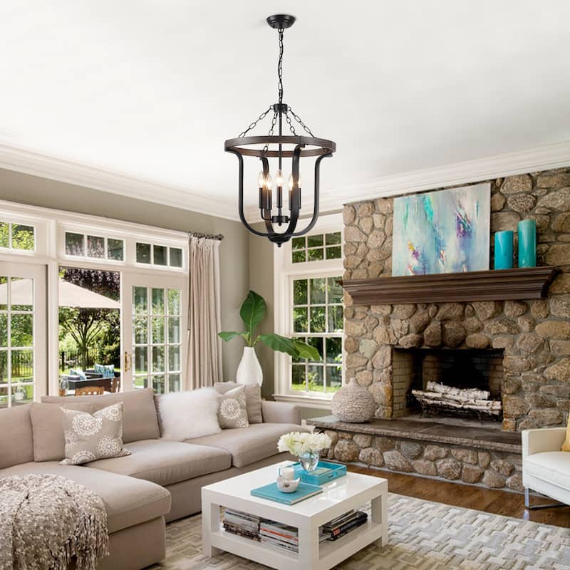 18.89-inch Elegant Farmhouse 5-Light Metal Pendant Light with Adjustable Height
